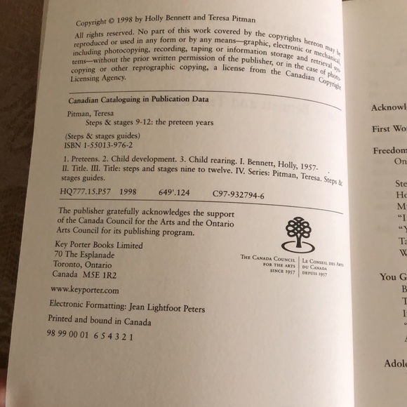 STEPS & STAGES - THE PRETEEN YEARS (9 - 12) HOLLY BENNETT/TERESA PITNAN - #342 - Picture 4 of 8